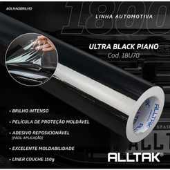 Adesivo Envelopamento Preto Brilhante Black Piano 68 CM Alltak