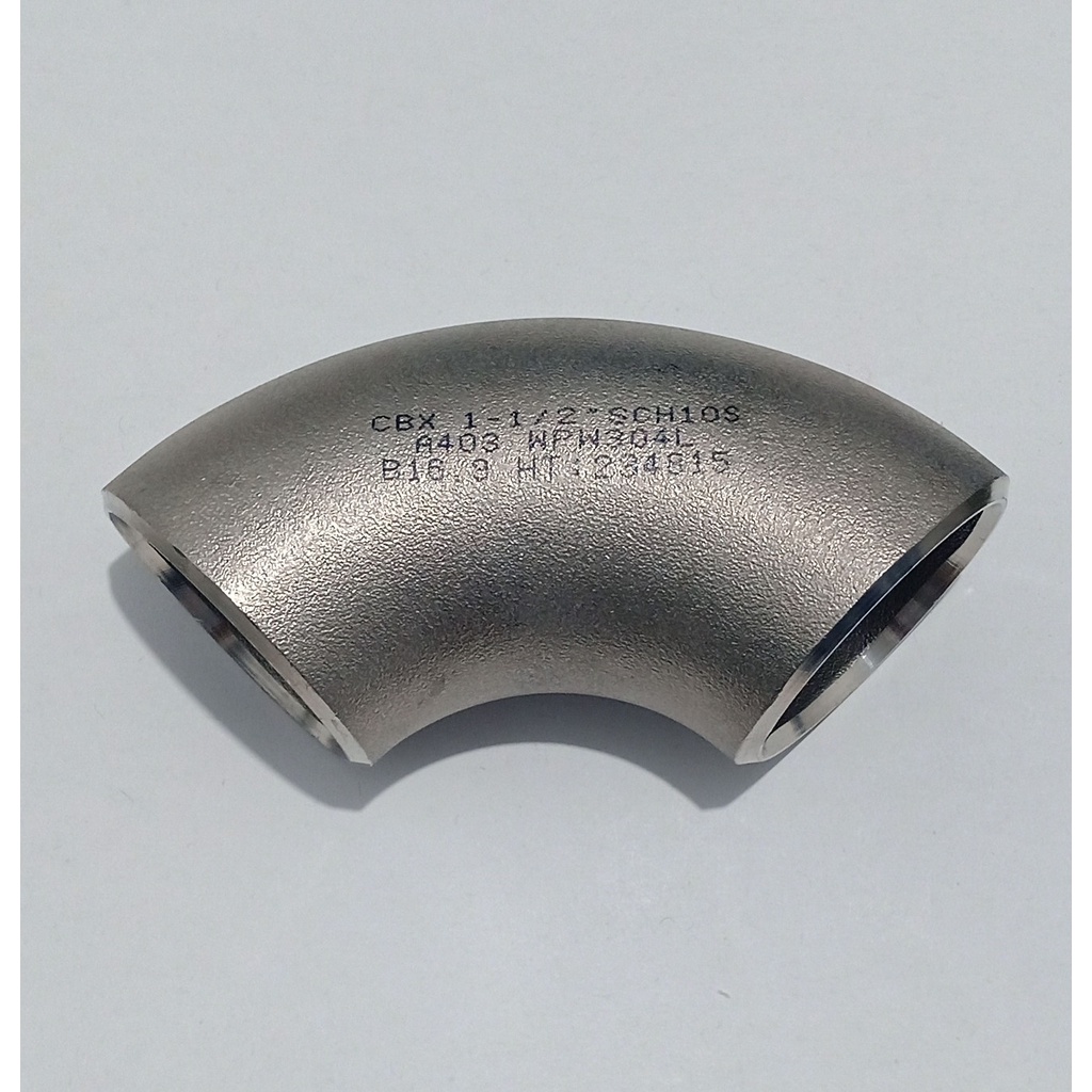 Curva 90 graus 1 1/2" Schedule 10 (48,26 mm x 2,77 mm) aço inox 304 L decapada