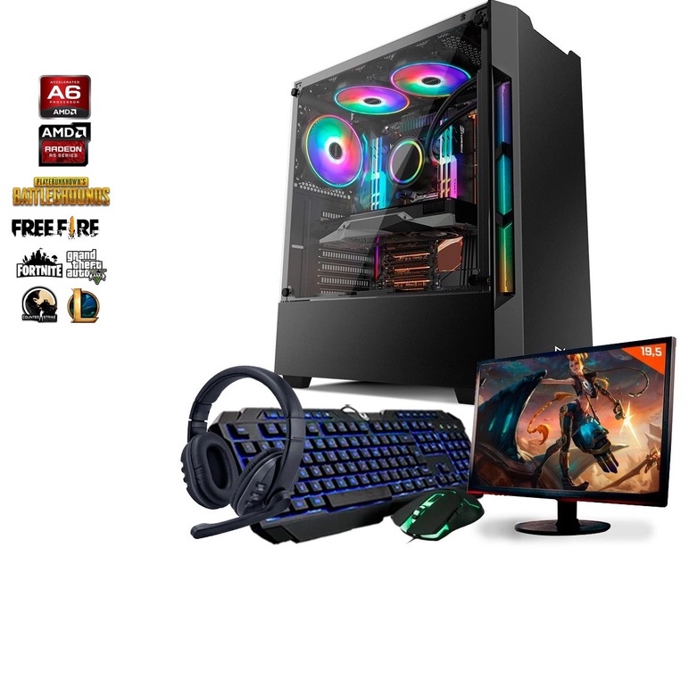 computador gamer completo 16gb ssd128g+hd500g + monitor 19semi-novo +teclado e mouse wifi pra jogos medianos e programas como auto cad corel photoshop