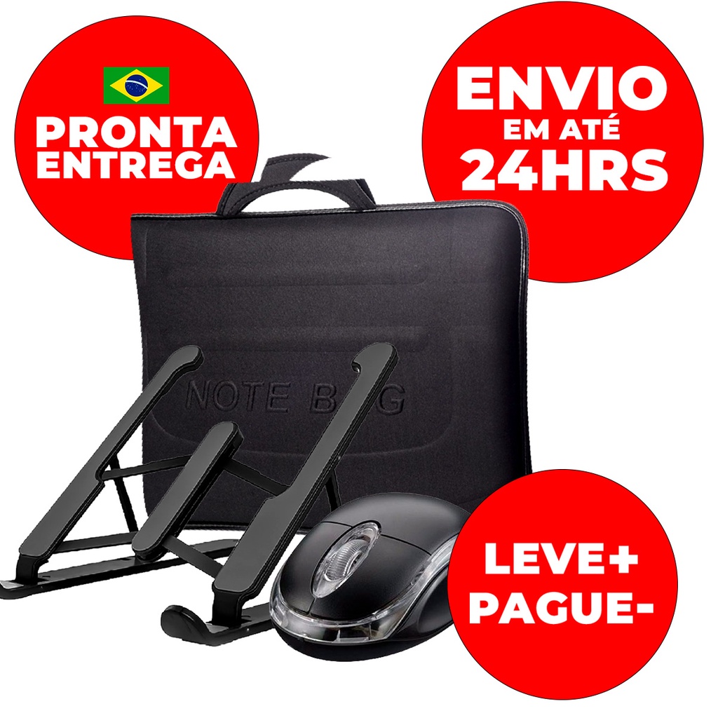Suporte Para Notebook + Capa Maleta Notebook + Mouse + Ajustavel Kit