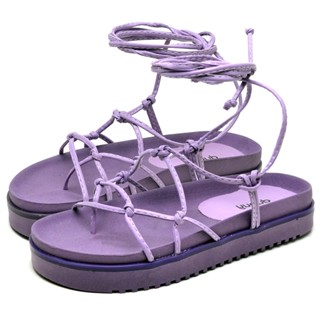 Sandália Papete Dubuy Feminina Flatform de Amarrar Roxo Khalifa 2041FG