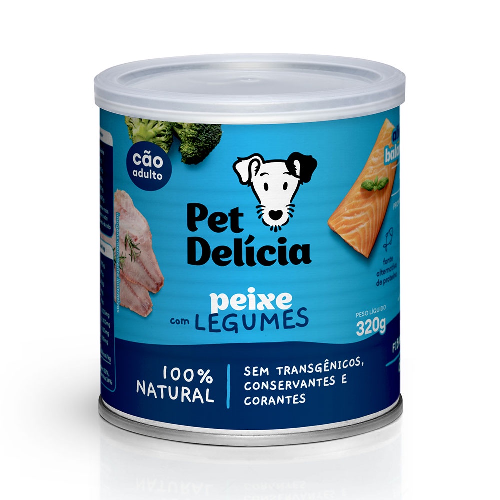 Ração Úmida Pet Delícia Cães Peixe Com Legumes - 320g - Pets