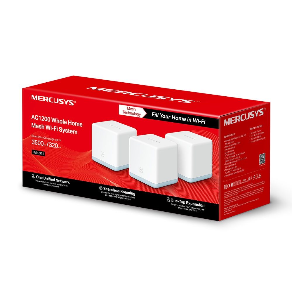 Roteador Mercusys Halo S12(3-pack) Ac1200 Whole Home Mesh Wi-fi