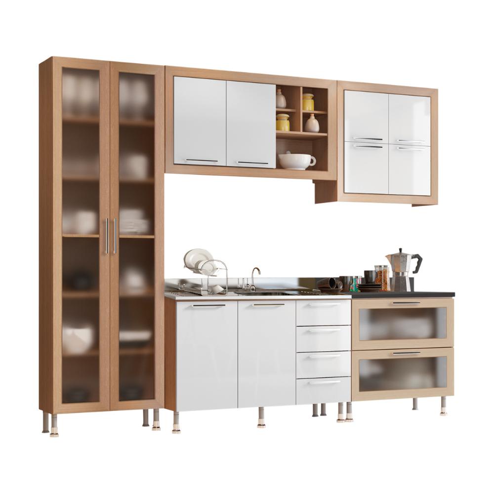 Armário de Cozinha Ditália Aspen 5 Peças Carvalho/Branco A10 em Oferta na Shopee
