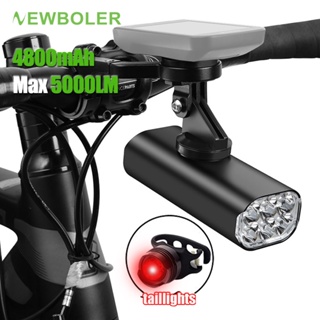 NEWBOLER 5000 Lumens Bicicleta Luz Frontal MTB Lâmpada Tipo C Recarregável 6 LEDs 4800mAh De Cintilação Para IPX6 Lanterna De Ciclismo À Prova D'água Com Suporte Multifuncional em Oferta na Shopee
