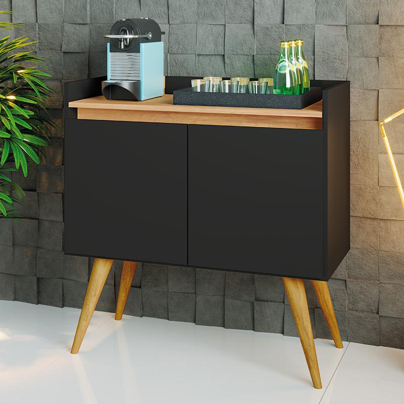 Aparador Buffet Sala Gold 2 Portas com Pés de Madeira Maciça em Oferta na Shopee