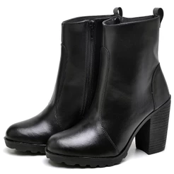 Bota Feminina Dubuy Salto Grosso Cano Medio Preto Fosco Kate 1008FG