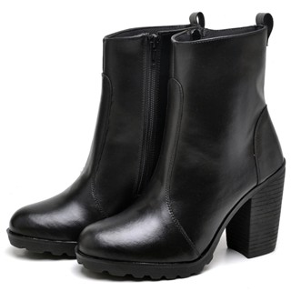 Bota Feminina Dubuy Salto Grosso Cano Medio Preto Fosco Kate 1008FG
