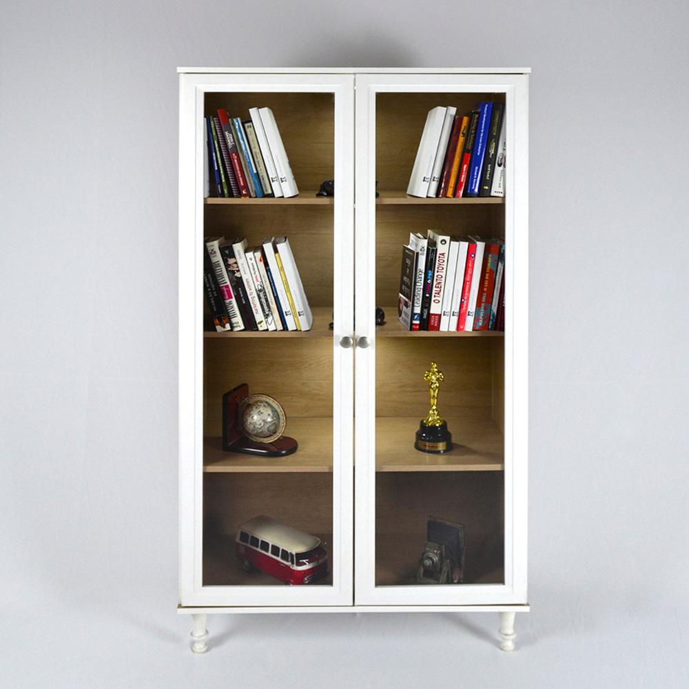 Estante Para Livros 2 Portas Vidro Ditália C/Kit Luz E-957 em Oferta na Shopee