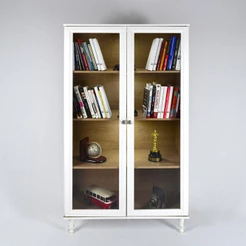 Estante Para Livros 2 Portas Vidro Ditália C/Kit Luz E-957