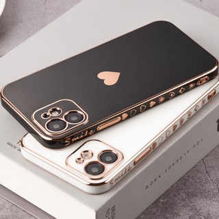 Capa De Celular Electroplated love heart Para iPhone 11 Pro 13 12 14 Max XR XS X 7 8 Plus Protetora Anti-Impacto