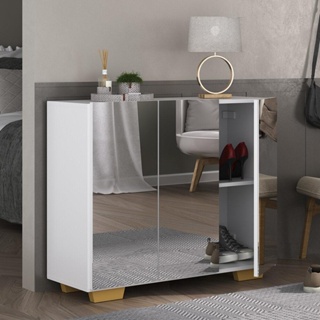 Sapateira com Espelho 3 Portas Nina Multimóveis MP6023 Branca/Natural em Oferta na Shopee