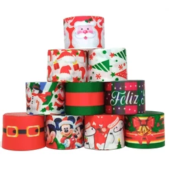 Kit de Fita de Natal Gorgorão 38mm 20 Metros Estampas Sortidas