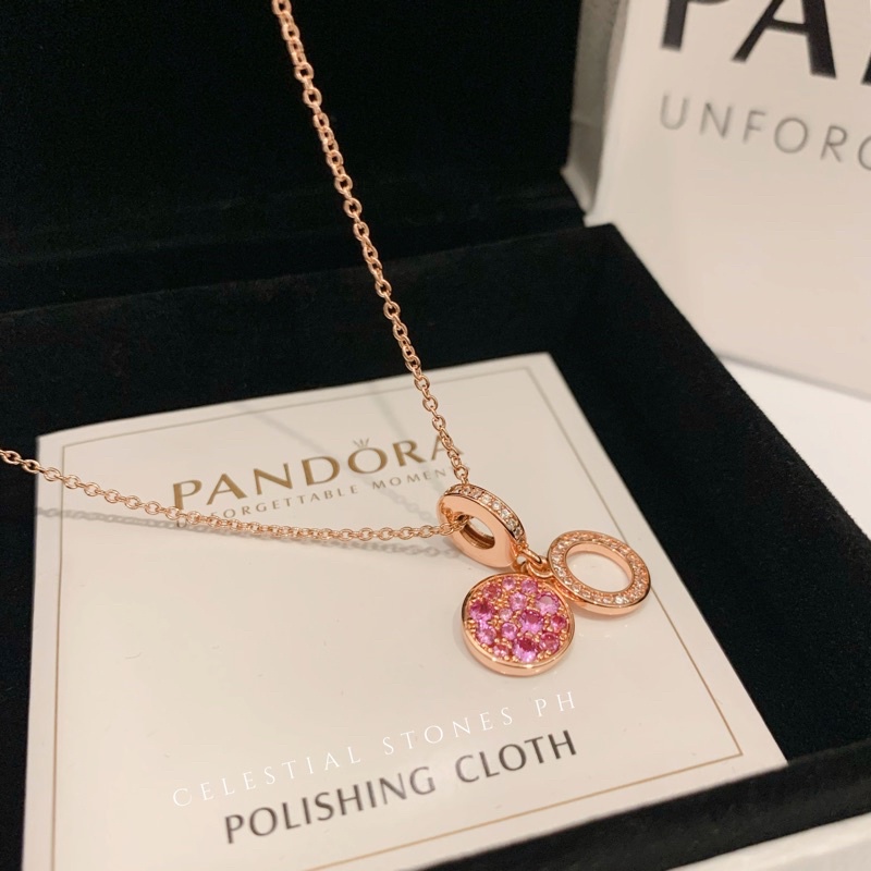 pandor@a Colar De Prata Ouro Rosa Charmosa S925 NECKLACE COLLECTIONS n769