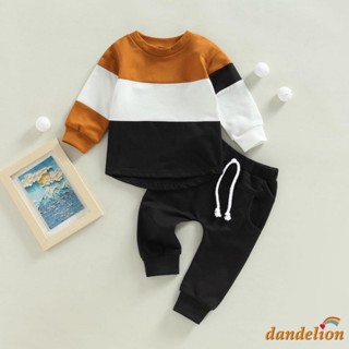 6 Meses-4 Anos Conjunto De Baby Boys , Blusa De Manga Comprida De Gola Redonda + Calça Cor Sólida