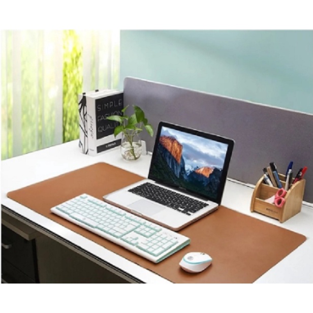 Mouse Pad, Desk Pad Grande 70x30cm, Gamer home Office Couro Sintético Antiderrapante Caramelo