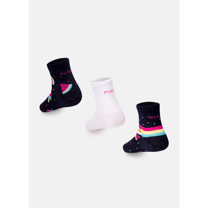 Kit com 3 Meias Soquete Bebê Menina Raposa - Puket