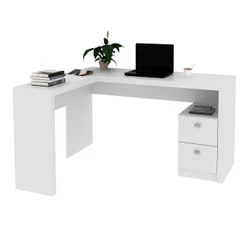 Escrivaninha/Mesa Escritório de Canto com 2 gavetas Multimóveis CR25032 Branca