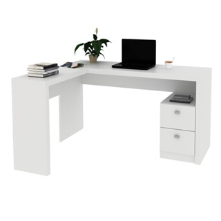 Escrivaninha/Mesa Escritório de Canto com 2 gavetas Multimóveis CR25032 Branca