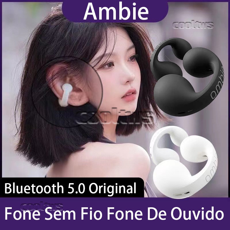 Ambie Verdadeiro Fone Sem Fio Auriculares Bluetooth 5.0 fones de ouvido carregador sem fio botão próxima música