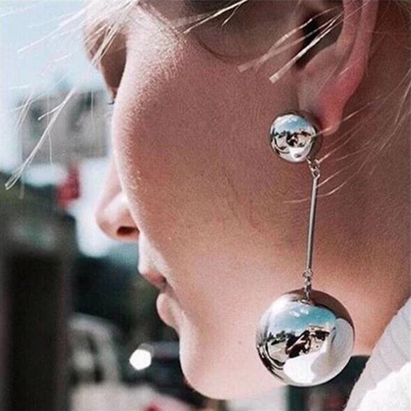 Brincos De Moda Coreana Grandes Contas Redondas Tamanho Bola Redonda Vermelhos De Rede Longa