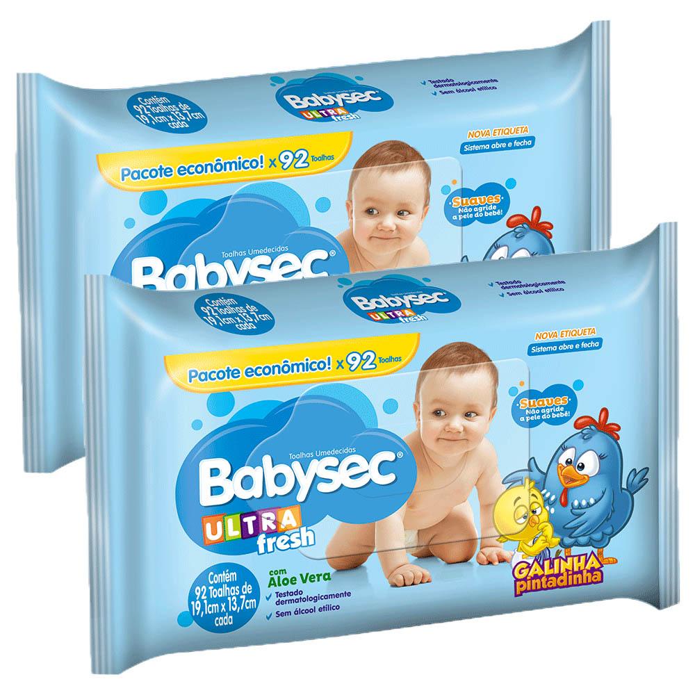 Kit 2 Lenços Umedecidos Babysec Galinha Pintadinha Ultrafresh 92 unidades cada em Oferta na Shopee