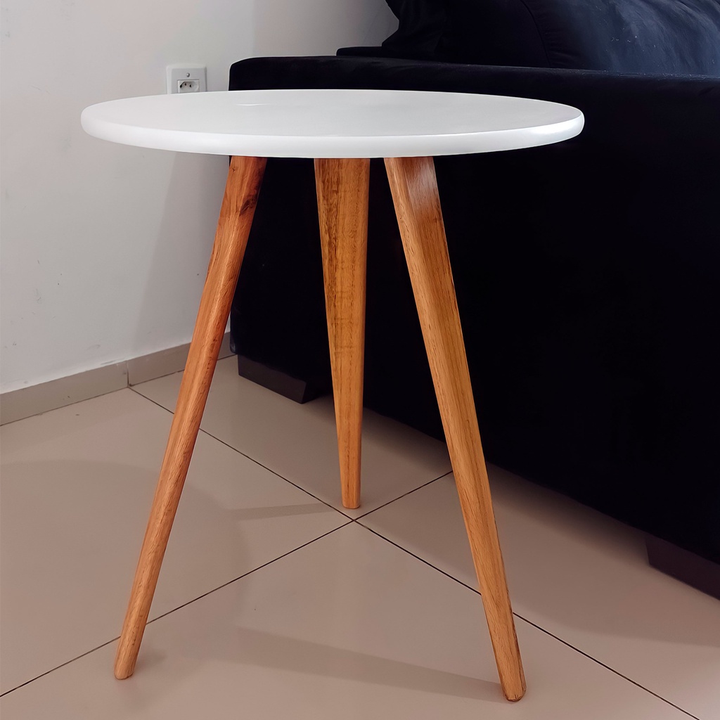 Mesa Mesinha De Canto Sofá e Centro Lateral Redonda Retrô Apoio Sala Quarto Decoração MDF