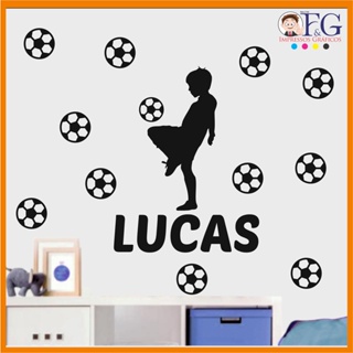 Adesivo Parede Quarto Infantil Futebol Bola + 1 Nome PRETO em Oferta na Shopee
