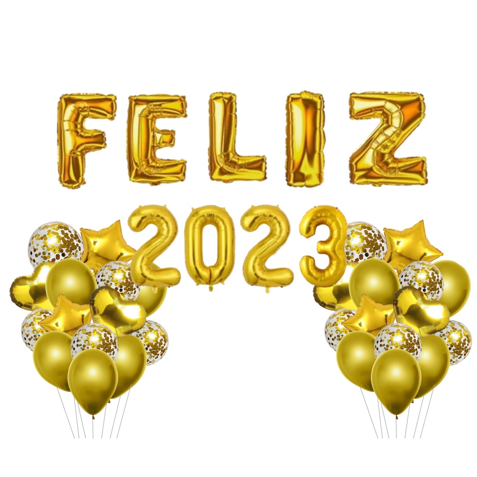 Balão Metalizado Feliz 2023 Natal Ano Novo Envio Imediato | Shopee Brasil