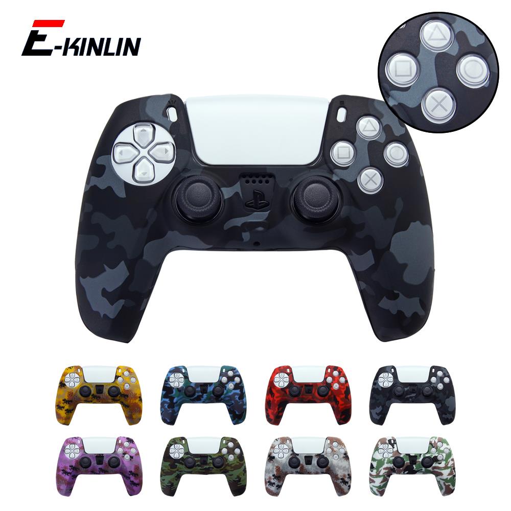 Controlador De Silicone Caixa Protetora À Prova D'água Carcaça Camuflagem Capa Gamepad Console Pele Para Sony Playstation 5 PS5