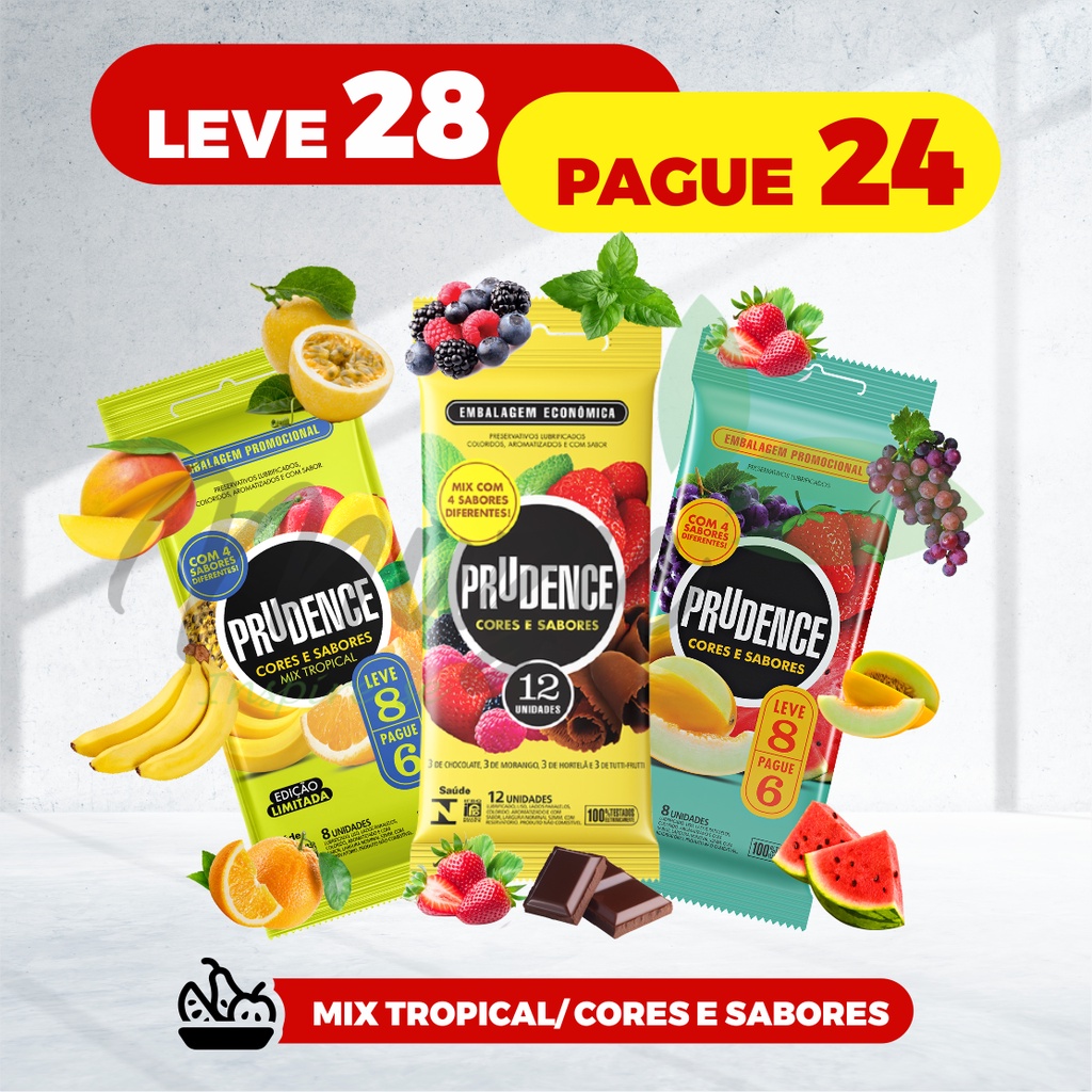 Kit Mix Sabores Leve 28 Pague 24 Preservativo Camisinha Prudence