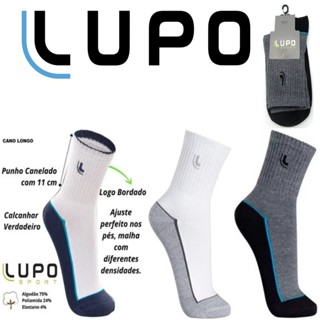 Kit 3 Meia Lupo 3290-114 Cano Médio Esporte Original Nota Fiscal Tamanho Grande Plus 37 ao 48