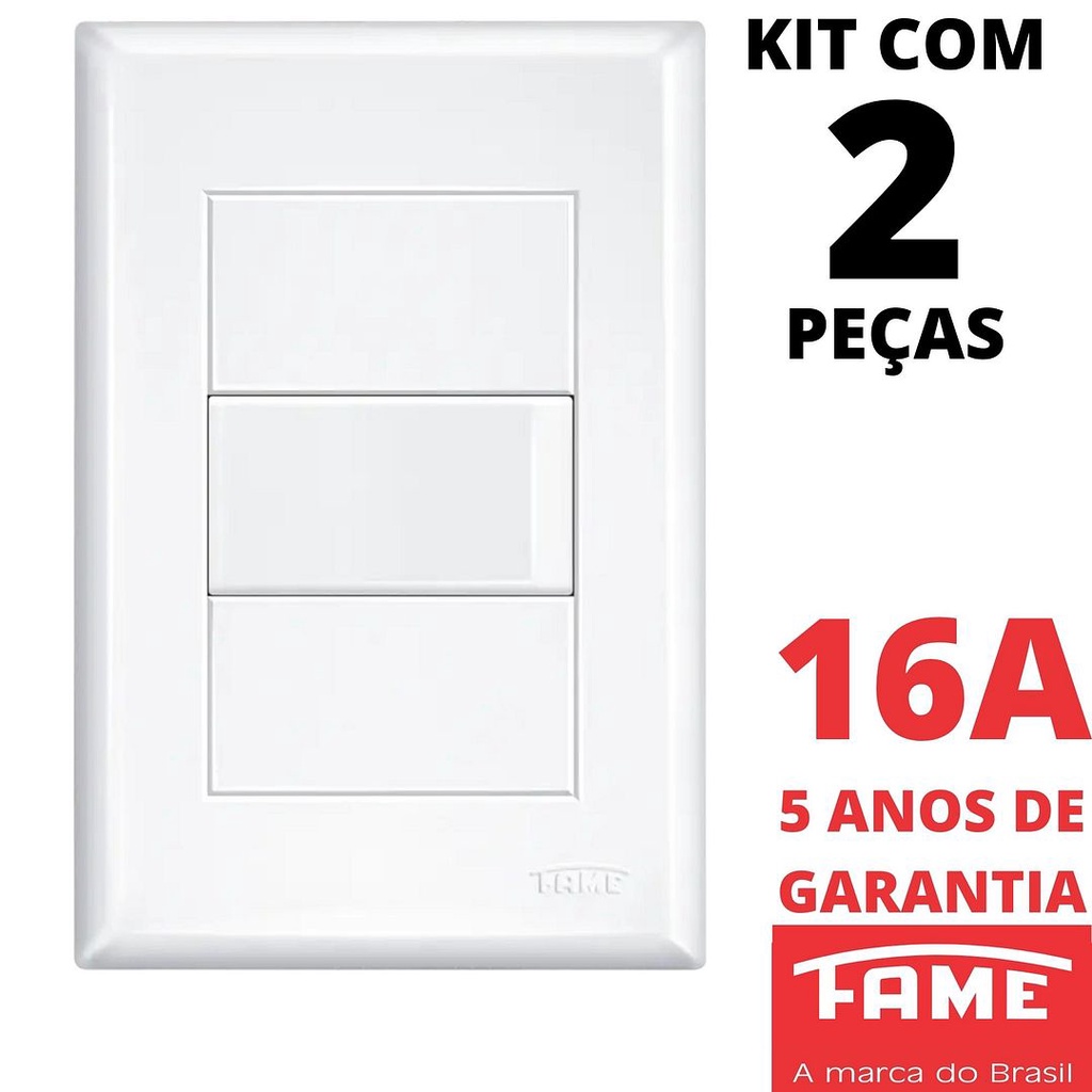2un Interruptor Bipolar Paralelo Three Way 16A Com Placa Evidence FAME