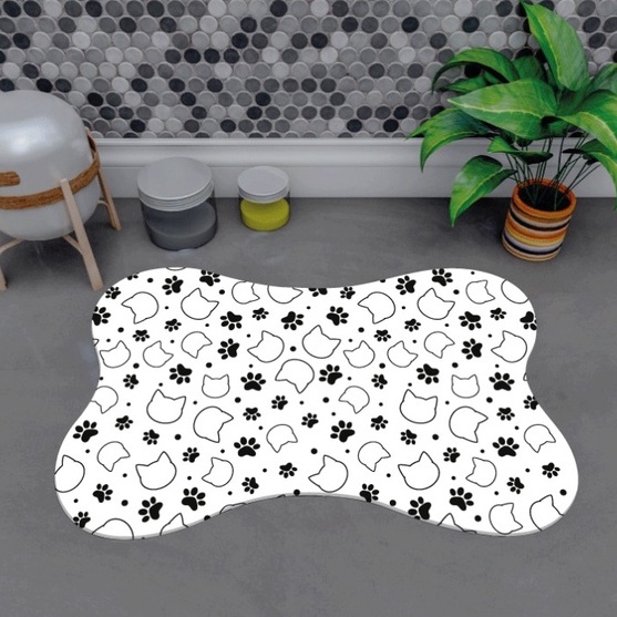Tapete Pet Patinha Para Comedouro Osso 46x30