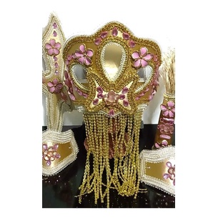 Paramenta De Iansã Coroa Oya Ade Luxo Dourada E Rosa