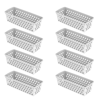 Cesto Organizador Kit 8 Peças 28x11x8cm Comprido Branco de Plastico Gaveta Armario e Lavanderia em Oferta na Shopee