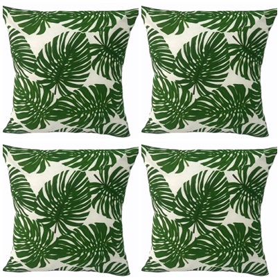 Kit 4 Capas Almofadas 45 X 45 Cm 4 Estampadas Costela De Adão Verde Com Zíper
