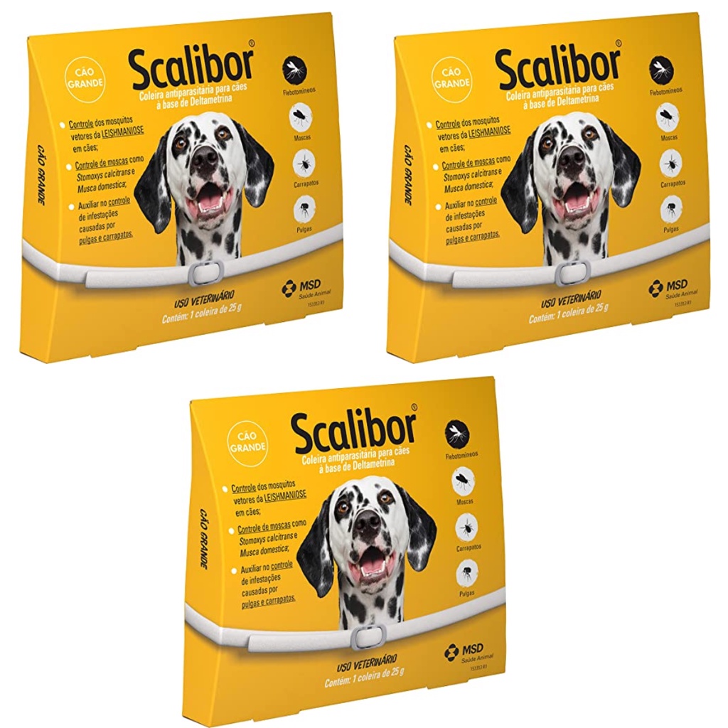 3 Coleira Scalibor 65cm Leishmaniose Antipulgas Original em Oferta na Shopee
