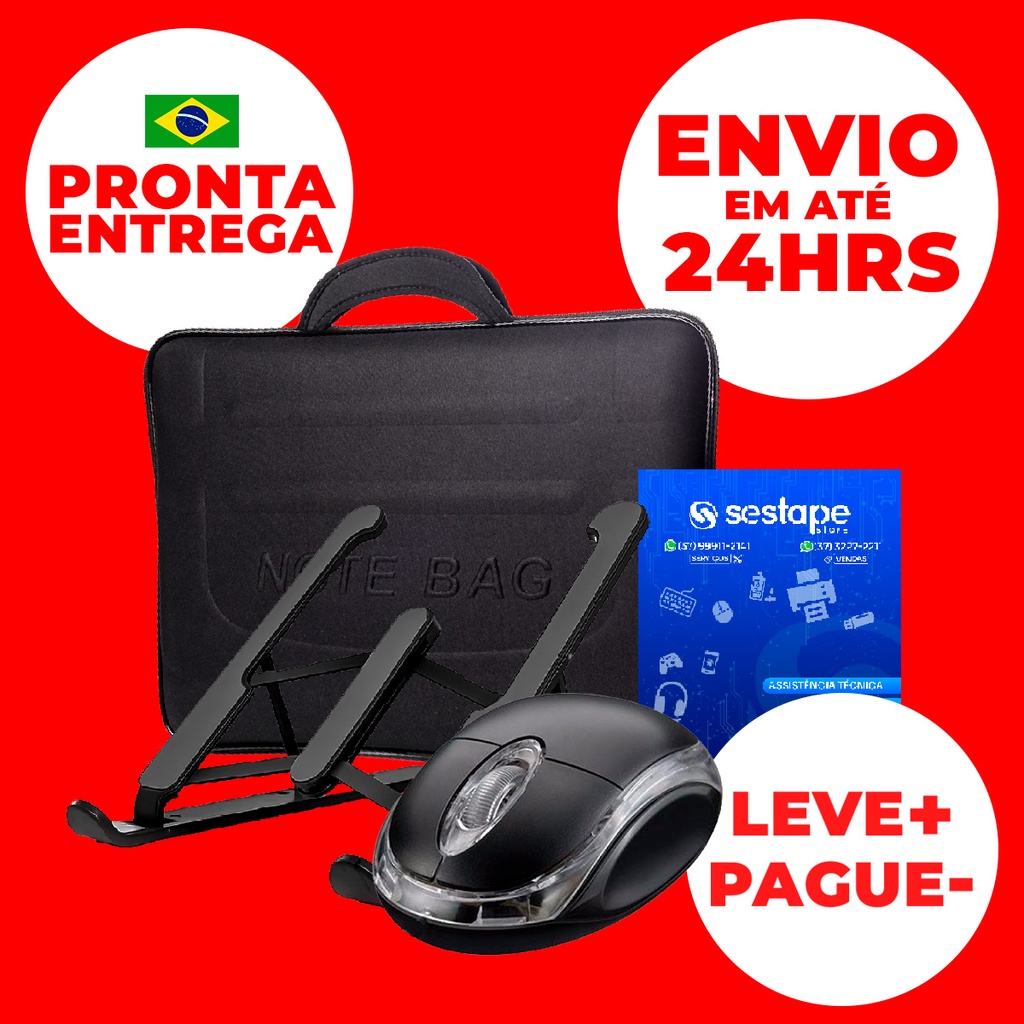 Capa Para Notebook Pasta + Mouse + Suporte Para Notebook + Mousepad Kit