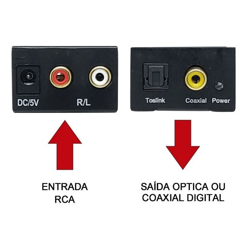 Conversor De Som In Rca E Out Coaxial Digital + Cabo Coaxial