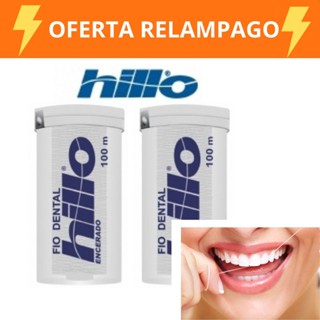 KIT 2 Fio Dental Hillo 100 Metros Sabor Menta Branco - Promoção Dentes Limpos Higiene Bucal Cuidados Pessoais
