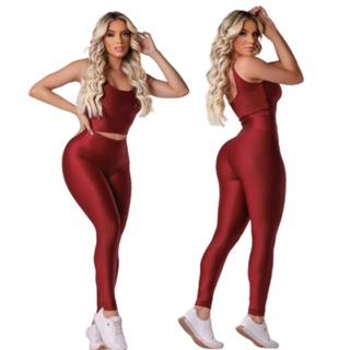 Conjunto Calça Legging e Cropped - Conjunto Fitness Academia feminino (Sem Transparência) em Oferta na Shopee