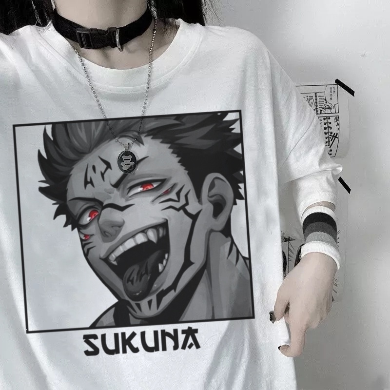 Camiseta Anime Branca Jujutsu Kaisen Sukuna Shopee Brasil 0676