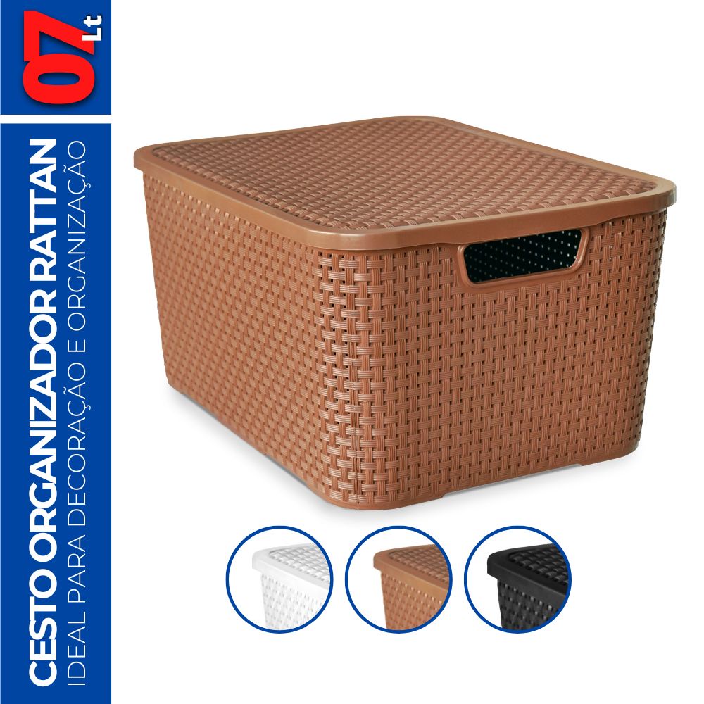 Caixa Cesto Organizadora c/ Tampa Cozinha Banheiro 7L 29x19 — imagem 2 de 2