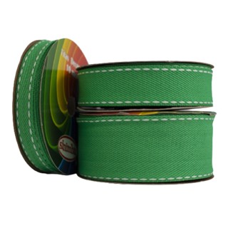 FITA JEANS SINIMBU COM PESPONTO BRANCO - VERDE - ROLO COM 10 METROS
