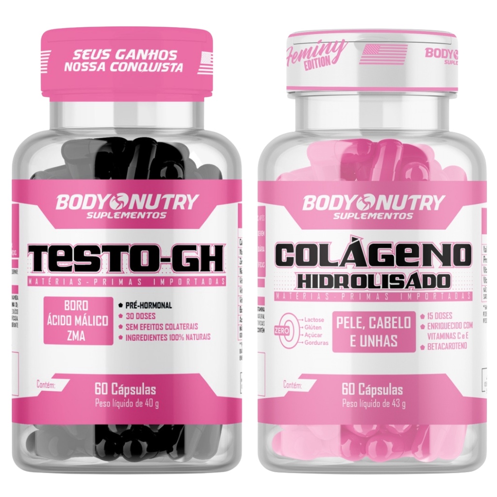 Testo Gh Feminino 60 capsulas + Colageno Hidrolisado 60 cápsulas ...