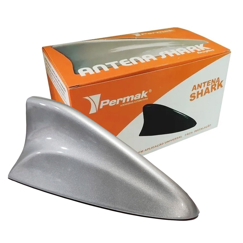 Antena Tubarão Shark Prata - Permak