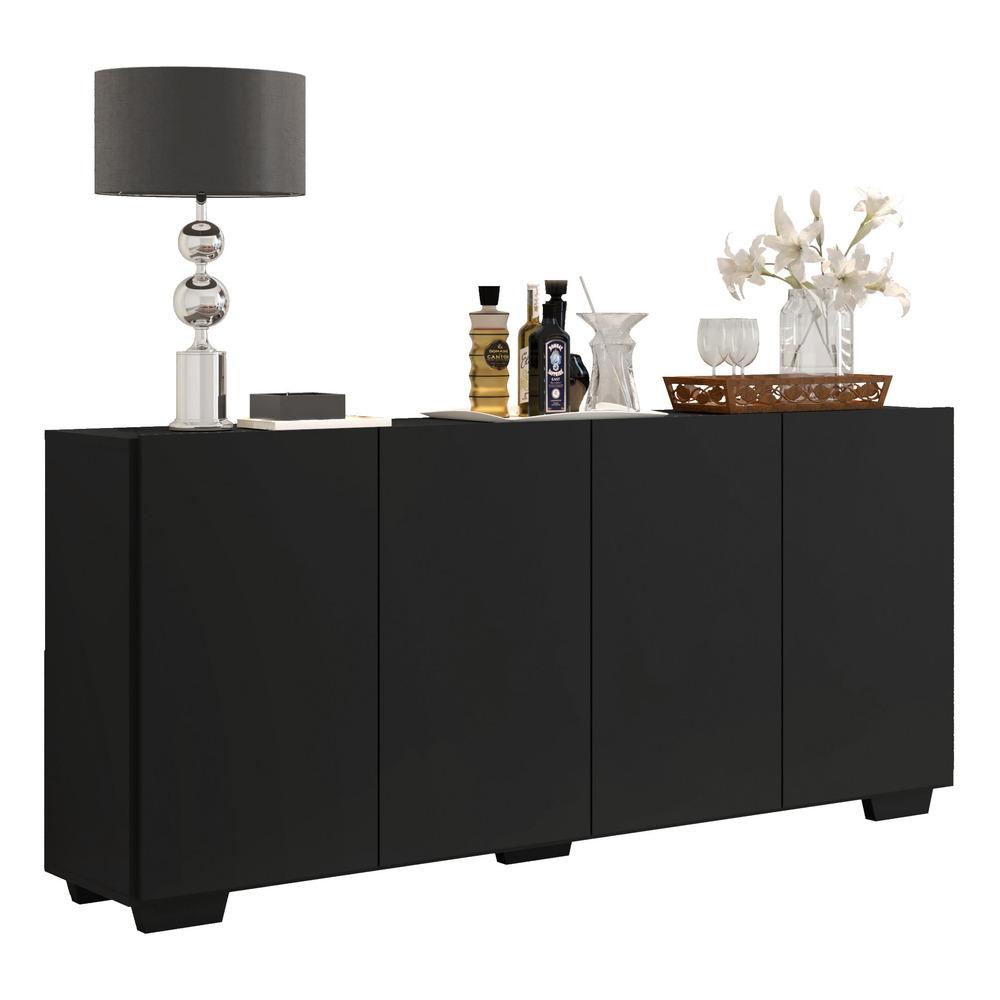 Aparador Buffet Multimóveis Veneza 4 Portas FG3557 Preto em Oferta na Shopee