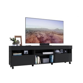Rack com Rodízios para TV até 65" Multimóveis Paris FG3325 com 2 Portas Preto em Oferta na Shopee