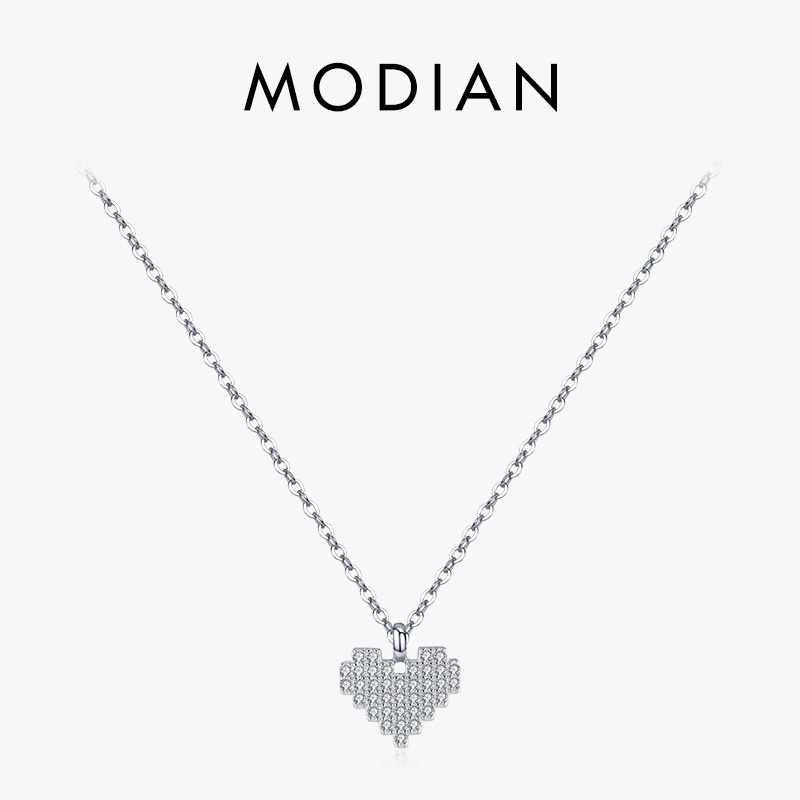 Colar Modian Sparkling Heart Pendant Para Mulheres 925 Sterling Silver Bright Clear Cz Luxo Marca Jóias De Casamento Modo 2022